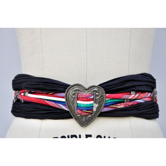 Ginnie Johansen Designs Dallas Belt - Made in USA Rare Black & Metal Heart - Picture 3 of 10